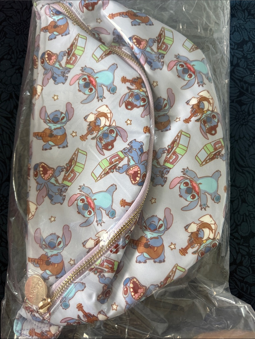Disney Stitch Large Crossbody Belt Bag-White, Light Blue,